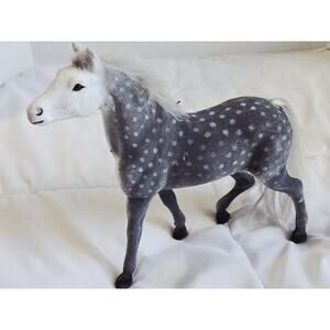 Vtg Totsy Flocked Felt Horse Toy Rearing Appaloosa Gray Collectible Gift Figure
